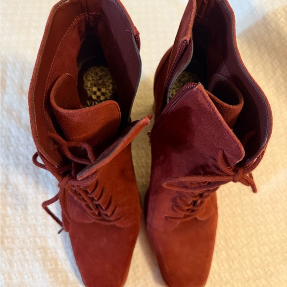 Vince Camuto Red Suede Heeled Boots - Picture 7 of 15